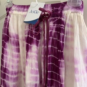 Skirt or sleeveless voile’ midi-dress; Purple-white 1 size drawstring waist. New
